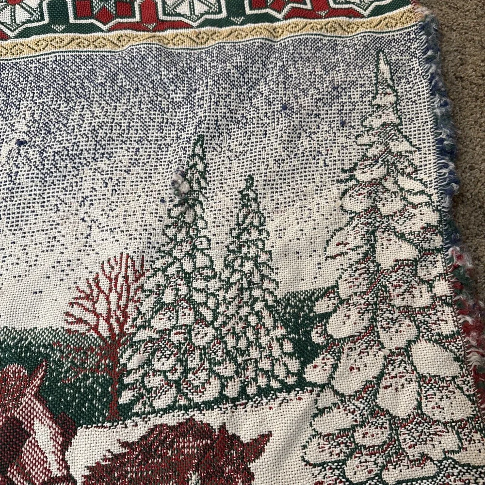 Vintage‎ 1980 Clydesdale Tapestry Throw Blanket Large Horse Wall Yarn Christmas